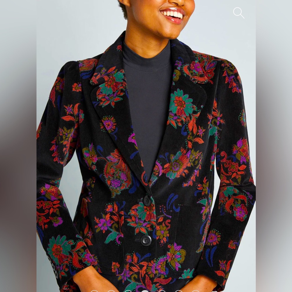 A 'Paisley' Habit Puff Sleeve Blazer